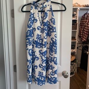 Blue and white dress